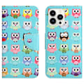 Miniatyrbillede 1 af 6: Til iPhone 15 Pro Max tegnebogstativetui Telefoncover - ugler Blue