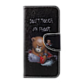 Pikkukuva 1 / 5: Ristikuvioitu Kuviollinen Lompakkokotelo Samsung Galaxy S10 - Angry Bear ja varoitussanat Black