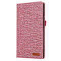 Miniatyrbild 5 av 6: Samsung Galaxy Tab A9+ Vikbart fodral korthållare Tygtextur Rosa