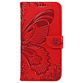 Miniatyrbillede 3 af 9: Til Samsung Galaxy S24 FE Etui Stand Tegnebog Etui Sommerfuglemønster Red