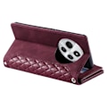 Pikkukuva 5 / 9: Xiaomi Redmi 14C Zipper Wallet Case Rhombus Stitching Line Puhelinsuojus Red