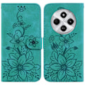 Miniatyrbilde 1 av 7: For Xiaomi Redmi 14C 4G Case Lily Flower Imprint Phone Cover with Stand Green