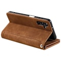 Miniatyrbilde 7 av 10: Etui til Samsung Galaxy S24 FE med glidelåslomme, PU-lær, 9 kortlommer Brown