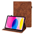 Miniatyrbillede 1 af 10: Til iPad 10.9 (2022) Tabletetui Cover Blomsterprægning - Brun Brown