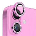 Miniatyrbillede 1 af 3: NORTHJO Kameralinsebeskyttelse med Strass til iPhone 16 / 16 Plus, Hærdet Glas Pink