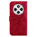 Pikkukuva 2 / 7: Xiaomi Redmi 14C 4G Suojakuori Lily Flower Imprint Nahkainen Puhelinsuojus Jalustalla Red