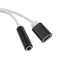 Miniatyrbild 3 av 4: USB typ C 3,5mm Aux Audio Laddning USB hona Port Splitter Svart
