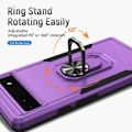 Miniatyrbillede 4 af 8: Google Pixel 6A Stødsikker TPU+PC Kickstand Telefonetui Bilmonteret Metalplade - Lilla/Sort Purple