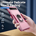 Miniatyrbillede 2 af 8: Google Pixel 6A Stødsikker TPU+PC Kickstand Telefontaske Bilmonteret Metalplade - Lyserød Pink
