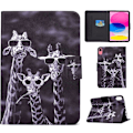 Miniatyrbild 1 av 8: Apple iPad 10.9 2022 Vikbart fodral korthållare - 3 Giraffer Svart