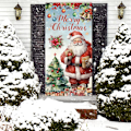 Miniatyrbilde 2 av 7: Juledekorasjon i Polyesterstoff - Dørdeksel med 'God Jul' Bakgrunn Banner Red