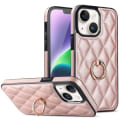 Miniatyrbild 1 av 9: iPhone 14 Rhombus Grid Mönster Skal FingerRing - Rose Gold Rosa guld