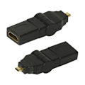 Pikkukuva 1 / 3: Micro HDMI HDMI 90 180 Degree Swiveling Right Angled Adapter Black