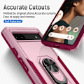 Miniatyrbillede 8 af 8: Google Pixel 6A Stødsikker TPU+PC Kickstand Telefontaske Bilmonteret Metalplade - Lyserød Pink