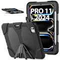 Miniatyrbild 8 av 8: Till iPad Pro 11 (2024) Fodral Stativ Skämskydd PC+Silikon - Svart Svart