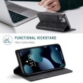 Miniatyrbillede 5 af 11: AUTSPACE A01 Retro tegnebog taske til iPhone 13 - sort Black
