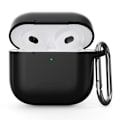 Miniatyrbillede 1 af 2: Til AirPods 4 Silikonetui Integreret Bluetooth-hovedtelefoncover med krog - Sort Black