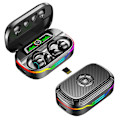 Miniatyrbillede 6 af 10: MP3 Bluetooth trådløse hovedtelefoner RGB Clip-On Earbud Headset Black