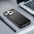 Miniatyrbild 7 av 8: För iPhone 15 Pro Max Karbon fiber texture Skal Baksida - Svart Svart