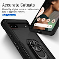 Pikkukuva 5 / 8: Google Pixel 6A iskunkestävä TPU+PC Kickstand -puhelinkotelo autoteline metallilevy - musta Black
