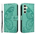 Miniatyrbillede 1 af 9: Til Samsung Galaxy S24 FE Etui Stand Tegnebog Etui Sommerfuglemønster Green