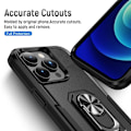 Miniatyrbillede 9 af 11: iPhone 14 Pro Stødsikker TPU + PC Kickstand Telefontaske Bilmontering Metalplade - Sort Black