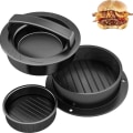 Miniatyrbillede 8 af 11: 3 i 1 fyldte Burger Hamburger Mold Maker Sliders Køkkenudstyr Black