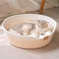 Kattbädd med kudde, 40 cm Tvättbar kattkorg flätad av bomullsrep, för alla katter att sova i