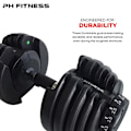 Miniatyrbild 5 av 7: PH Fitness Justerbara Hantlar 24KG (2 st) – Dumbells Hantelset - Dumbbells - 15 Viktinställningar från 2,5 - 24 kg / Fria Vikter Set Svort