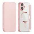 Äkta läder skyddsfodral för iPhone 17 med MagSafe och RFID stöldskyddsfunktioner, rosa. Rosa