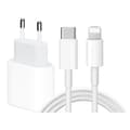 Snabbladdare, USB-C till Lightning-gränssnitt - 20W-adapter + 2-meters datakabel (vit)