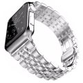 Pikkukuva 1 / 9: Tyylikäs metalliranneke ruostumattomasta teräksestä raidalla – Apple Watch 38mm/40mm/41mm - Hopea Silver