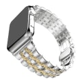 Pikkukuva 6 / 9: Tyylikäs metalliranneke ruostumattomasta teräksestä raidalla – Apple Watch 38mm/40mm/41mm - Hopea Silver