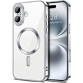 iPhone 16 PLUS Skal – Metallic Skal med Magnetisk Kompatibilitet, Slim Design - Silver