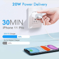 Miniatyrbillede 2 af 2: iPhone Hurtiglader – 20W PD Adapter + 2M Lightning-kabel (20W Adapter + 2M Kabel)