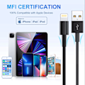 Miniatyrbillede 2 af 2: iPhone-oplader - Oplad & Synkroniser Kabel - 2 METER - SORT - 3 PAK