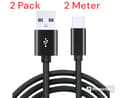 2-PACK Snabbladdande 2M USB-C-kabel / Laddare / Laddningssladd black Svart