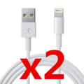 2-pakning 2m Lightning-kabel kompatibel med iPhone X 8 8+ 7 7+ 6S 6 5SE 5 USB-datakabel Hvit 2-Pack