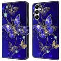 Magnetfodral för Samsung Galaxy A35 5G med 3D-mönstertryck i läder (Diamantfjäril)