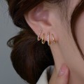 Miniatyrbilde 3 av 5: Rhinestone fire-klo rad øredobber kvinnelige enkle n skinnende øredobber Silver