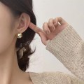Miniatyrbillede 5 af 8: Mode geometriske Halv Metal Big Ball Runde Stud Øreringe Pige Gold