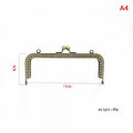 Miniatyrbilde 8 av 8: Firkantet glanset sølv Basic Metal Purse Ramme Kyss Lås Lås DI 18CM