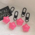 Miniatyrbillede 6 af 7: Rose Red Fat Star Nøglering Holder Glitter Pendant Farverig Keyc
