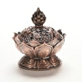 Miniatyrbillede 1 af 8: Tibet Saml bronze lovende Lotus Shape Statue Box Røgelse Red copper