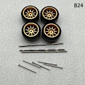 Miniatyrbillede 1 af 8: 1 sæt 1/64 model bilhjul med gummidæk Modificerede dele Ve B24 fork Gold