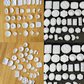 Miniatyrbillede 6 af 6: 33 Stk Dukkehus Miniatureservice Plast tallerkenfade Sæt