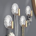 Pikkukuva 5 / 8: Läpinäkyvät pyyhekoukut Shell Style seinäkoukku keittiön kylpyyn 4PCS