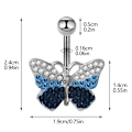 Miniatyrbild 7 av 7: Mode Rhinestone Butterfly Dangle navelring Rostfri