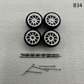 Miniatyrbillede 1 af 8: 1 sæt 1/64 model bilhjul med gummidæk Modificerede dele Ve B34 10Claws