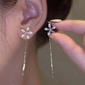 Miniatyrbilde 2 av 5: 1 par utsøkt mote sirkon skinnende blomst øredobber Long Ta A2